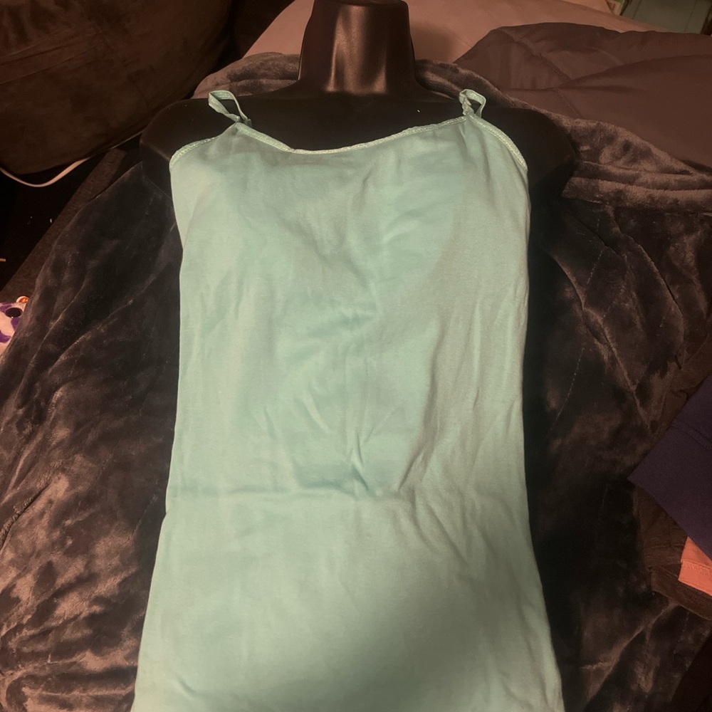 Teal tank top.